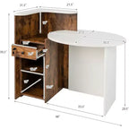 Costway Comptoir de Réception Bureau de Caisse avec Étagère Ouverte et Tiroir Verrouillable Blanc/Marron/Noir
