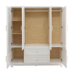 Armoire en bois blanc de 156 cm avec 2 tiroirs, tringle et étagères