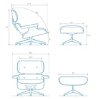 Fauteuil inclinable et ottoman Furgle en cuir véritable et bois de noyer