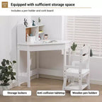 Bureau d'angle et chaise pour enfants COZONY, ensemble de table d'étude en forme de L pour garçons et filles de 3 à 8 ans