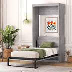 Lit escamotable une place, peut être replié en armoire, gris