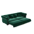 Canapé-lit gigogne 3-en-1 King Size Whisen Velvet et canapé convertible avec pouf mobile, design capitonné