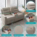 Canapé inclinable 2 places en tissu technique beige/gris, dossier et repose-pieds réglables
