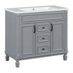 Meuble-lavabo moderne de 36 po avec vasque et armoire à miroir, 2 portes et 2 tiroirs