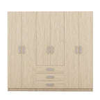 Armoire 6 portes en bois avec 3 grands tiroirs de rangement pour chambre à coucher