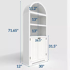 Armoire arquée haute de 183 cm, bibliothèque arquée à 5 niveaux avec doubles portes et étagère réglable, bibliothèque en bois avec rangement pour bureau à domicile