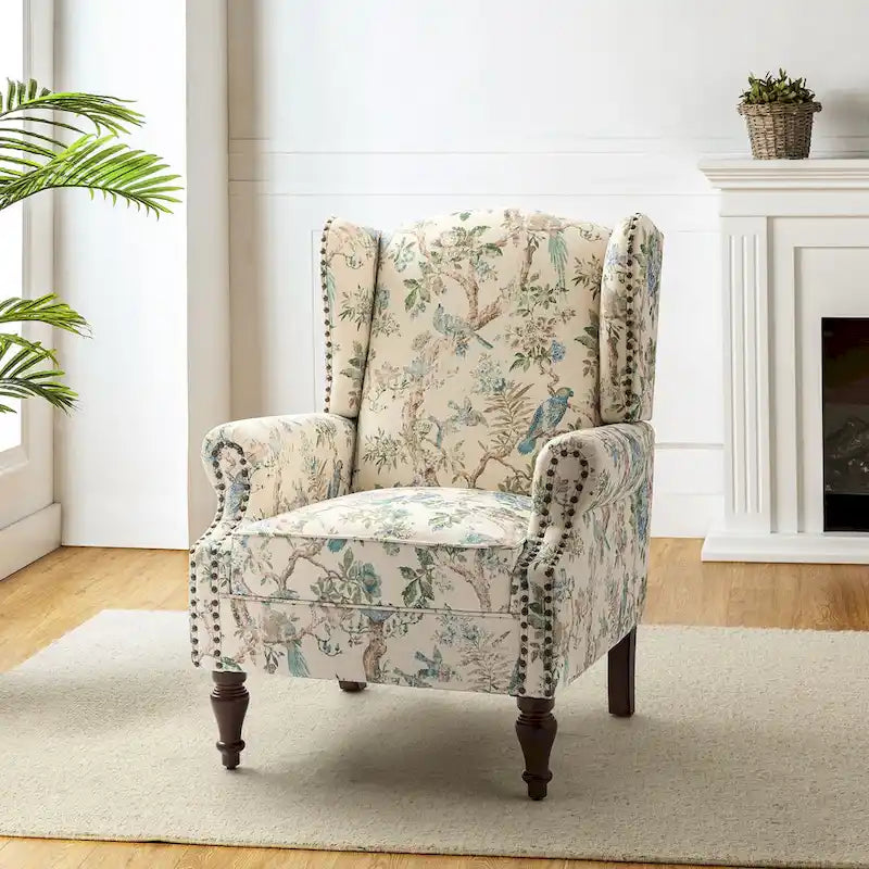 Fauteuil traditionnel à oreilles Gott avec pieds en bois massif par HULALA HOME