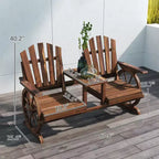 Banc de patio GDFStudio Sydel Wagon Wheel avec table centrale et compartiment de rangement