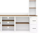 Meuble TV mural 4-en-1 ModernLuxe de style campagnard, convient aux téléviseurs jusqu'à 70 pouces, meuble TV console multimédia avec étagères réglables et tiroirs