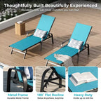 Lot de 2 Chaises Longues de Jardin, Chaises Inclinables Réglables sur 5 Positions avec Tissu Textilène, Transats de Piscine pour Jardin et Balcon
