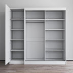 Armoire 2 portes avec miroir, façade vitrée, 2 personnes (Gris / Noir / Blanc)