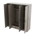 Armoire 4 portes en bois avec tringle, 1 tiroir et étagères de rangement