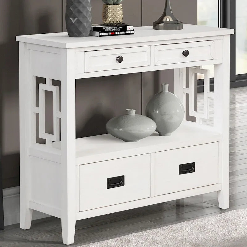 Console avec 4 tiroirs et une étagère de rangement