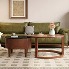 Table basse gigogne moderne avec tiroir, Table basse ronde avec rangement pour salon