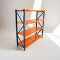 Étagères de garage robustes VIYET, rayonnage métallique réglable à 4 niveaux d'une capacité de 2000 kg, rangement industriel bleu et orange pour magasin/outils/salle de sport.