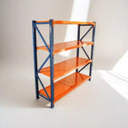 Étagères de garage robustes VIYET, rayonnage métallique réglable à 4 niveaux d'une capacité de 2000 kg, rangement industriel bleu et orange pour magasin/outils/salle de sport.