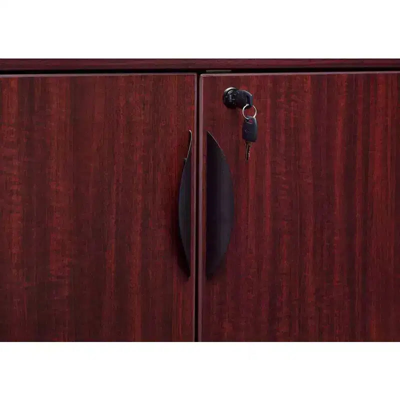Buffet de rangement de bureau Regency 72 Legacy, acajou : structure en bois, 4 portes, support pour imprimante à 4 étagères