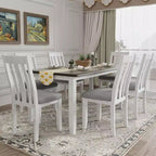 Ensemble de salle à manger extensible de style ferme pour 6 personnes, table rectangulaire et 6 chaises rembourrées