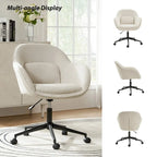 Chaise de bureau Victoria à dossier courbé pivotante avec roulettes et base en métal par HULALA HOME