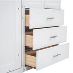 Lit escamotable moderne blanc pleine grandeur avec tiroirs, casiers et armoires