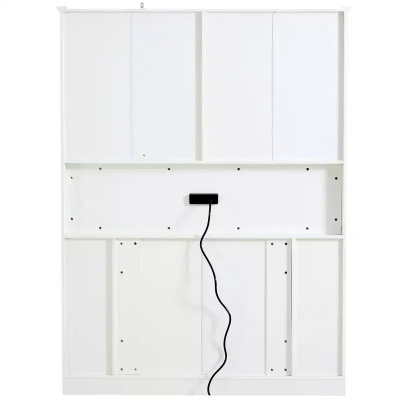 Armoire de cuisine autoportante haute Whisen 71, grand buffet de rangement pour salle à manger avec 4 portes pliantes, étagères et casiers à vin