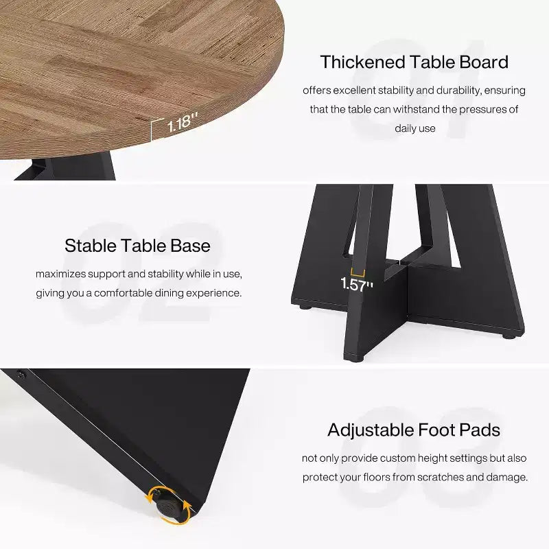 Table à manger ronde de 120 cm pour 4 personnes