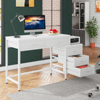 Bureau d'ordinateur réversible avec 5 tiroirs, bureau de travail à domicile avec caisson de rangement pour dossiers et support pour imprimante