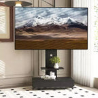 Meuble TV pour téléviseurs de 32 à 75 pouces, Chariot TV mobile à hauteur réglable avec tiroir et roulettes pour salon, chambre, bureaux -ModernLuxe
