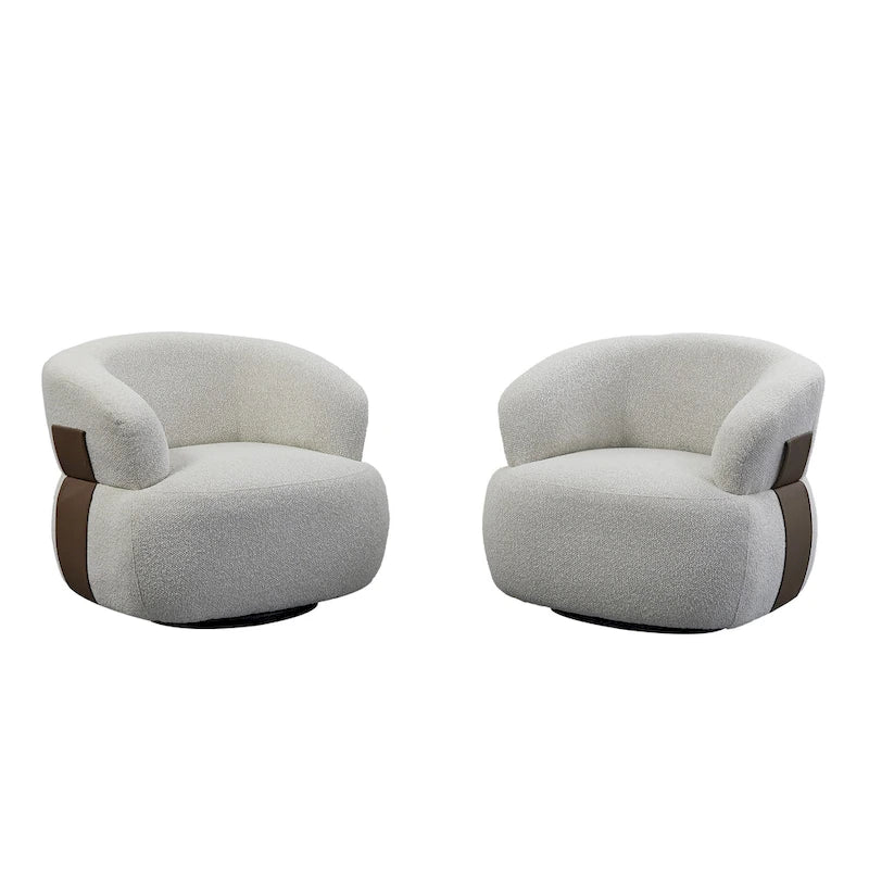 Fauteuil moderne Kieon 33W 360 pivotant en forme de tonneau - Lot de 2