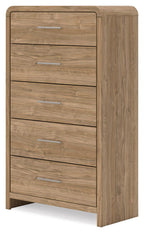 Commode brune à cinq tiroirs