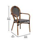 Lot de 4 chaises bistrot Lourdes Thonet empilables avec accoudoirs, en rotin PE et cadre en aluminium, pour l'intérieur et l'extérieur, de la marque Flash Furniture