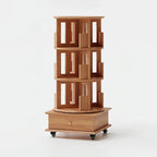 Bibliothèque verticale étroite rotative en bois