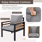 Ensemble de canapés d'extérieur 4 pièces pour 5 personnes avec table basse en bois massif et coussins amovibles