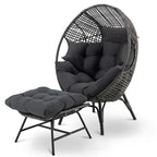 FINCATI Fauteuil Œuf d'intérieur, Fauteuil Œuf d'extérieur 200 kg, Fauteuil Œuf surdimensionné avec pouf, Fauteuil Œuf de luxe confortable avec repose-pieds