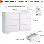 Commode à 6 tiroirs, style moderne et simple pour chambre à coucher, blanche