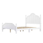 Cadre de lit plateforme Queen vintage - Pin massif, tête de lit en MDF, pas besoin de sommier