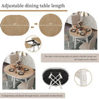 Table de salle à manger ronde extensible TREXM Farmhouse avec plateau en bois de 16 feuilles