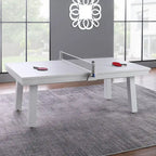Table de billard Norwalk 2,13 m en ardoise, intérieure/extérieure, ensemble de salle à manger 6 places avec 4 bancs et accessoires, finition blanche
