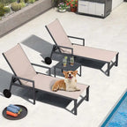 PURPLE LEAF Ensemble de 2 chaises longues de jardin, transats d'extérieur avec cadre en aluminium