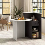 Costway Comptoir de Réception Bureau de Caisse avec Étagère Ouverte et Tiroir Verrouillable Blanc/Marron/Noir