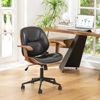 Fauteuil de bureau pivotant réglable en similicuir Glitzhome avec accoudoir, design ergonomique