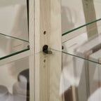 Vitrine d'angle avec portes et étagères en verre, Meuble de présentation d'angle pour salon