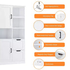 Meuble de rangement haut pour salle de bain 62", armoire de rangement sur pied avec tiroir et étagère réglable, meuble de rangement garde-manger pour salle de bain et salon