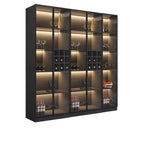 Meuble de rangement à vin minimaliste en bois noir avec porte vitrée