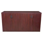 Buffet de rangement de bureau Regency 72 Legacy, acajou : structure en bois, 4 portes, support pour imprimante à 4 étagères