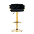 Lot de 4 tabourets de bar réglables en hauteur pivotants en velours tissé