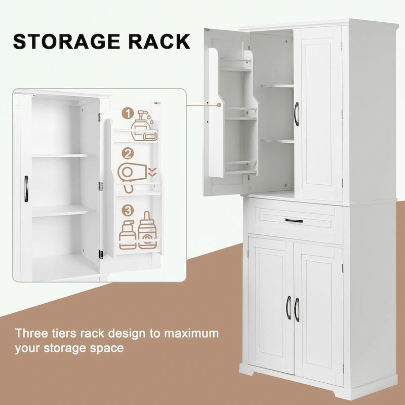 Meuble de rangement pour salle de bain avec portes et tiroir