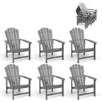 Chaise Adirondack empilable Vrakae de 6 pièces en PEHD résistant aux intempéries pour patio