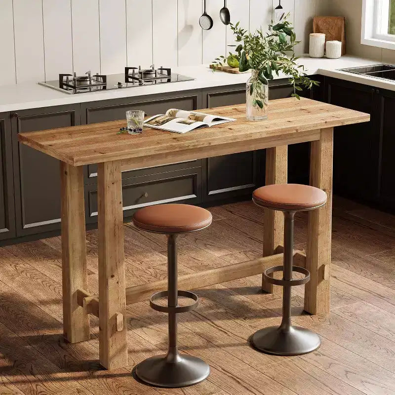 Table de pub en bois massif, hauteur bar, 63 pouces, pour cuisine, café ou restaurant