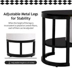 Meuble TV escamotable moderne noir et blanc avec 3 tiroirs et pieds métalliques réglables pour salon et chambre à coucher